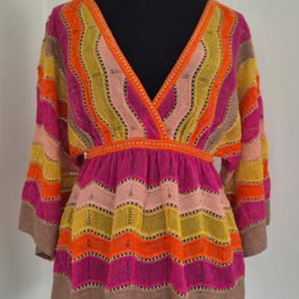 Missoni Pink and Orange V-Neck Top/bikini coverup